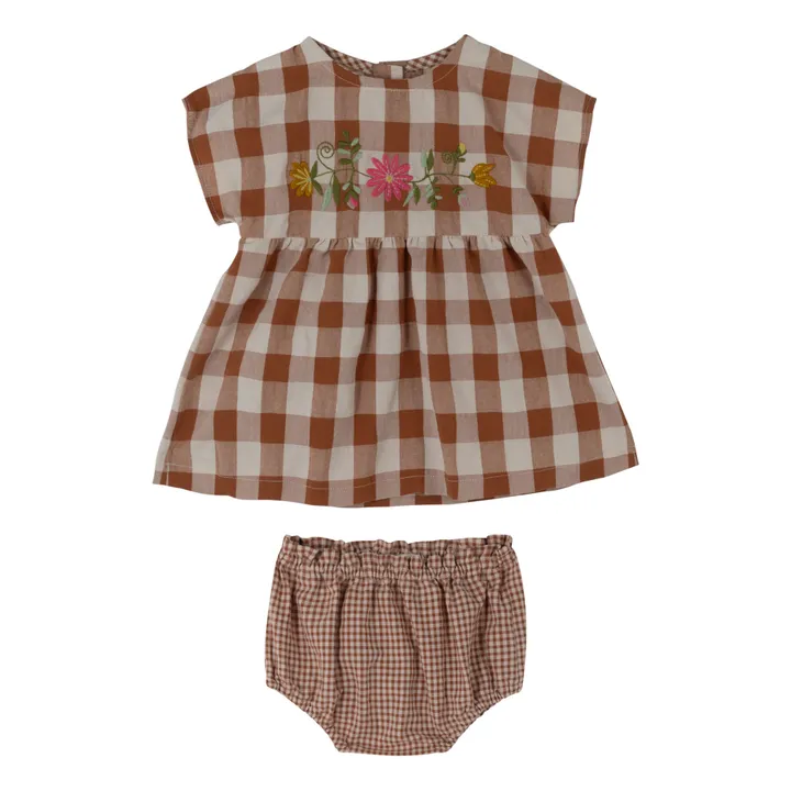 Babe & Tess Robe et Bloomer à Carreaux Lavania | Terracotta