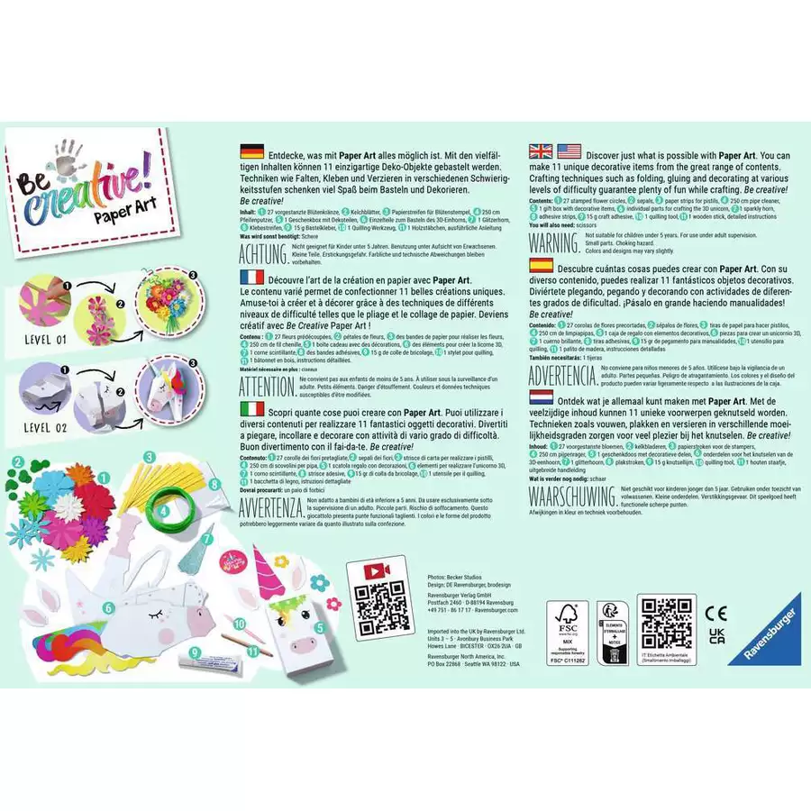 Ravensburger BeCreative Paper Art Unicorn bunt