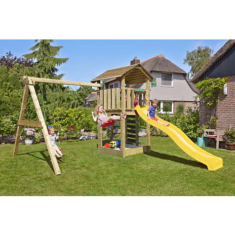 Jungle Gym Cottage 2.1 legetårn inkl. rutsjebane og gyngemodul