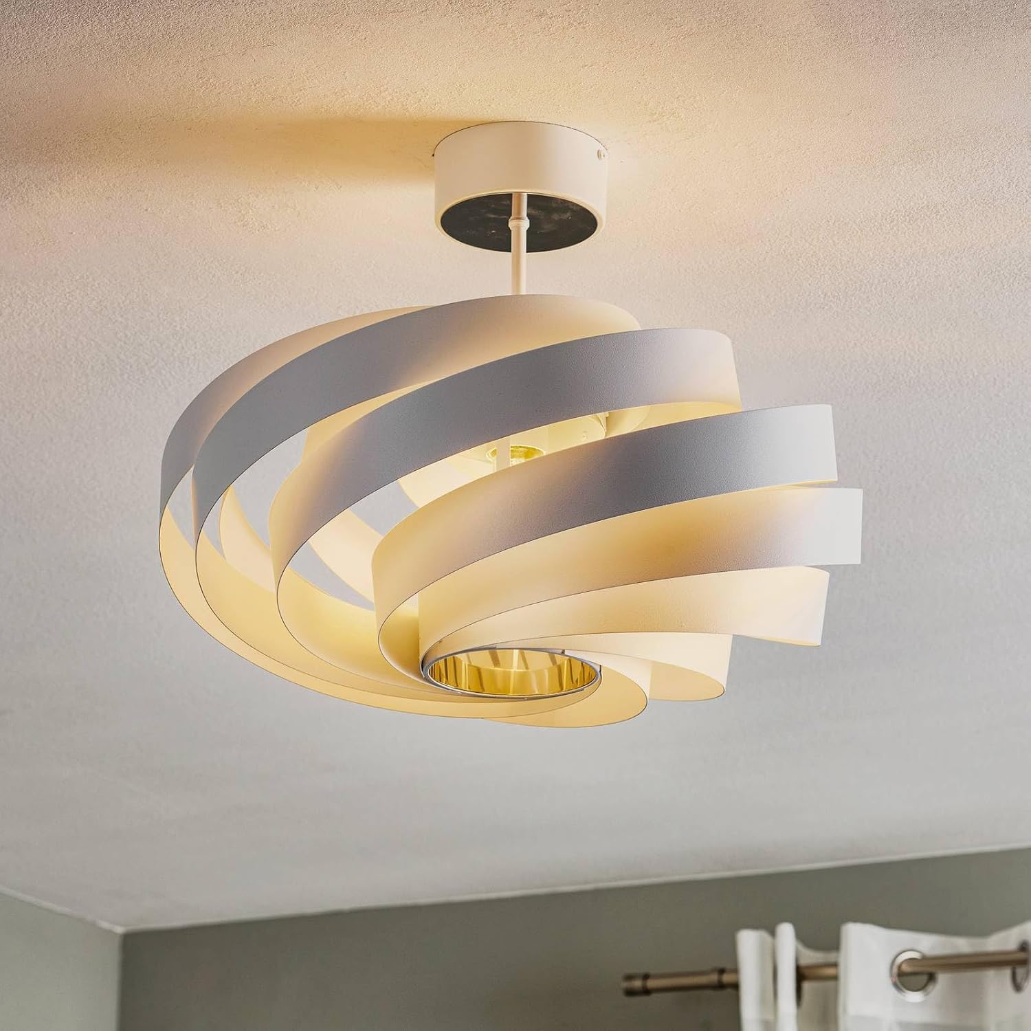 Euluna Deckenlampe Tori (Modern) in Weiß aus Metall (1 flammig, E27) - Deckenleuchte Lampe Wohnzimmerleuchte