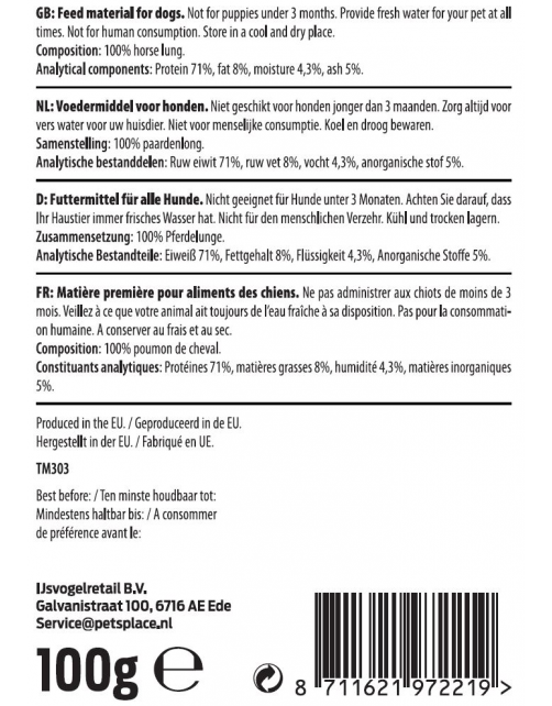 Timo Longen - Hondensnacks - Paardenvlees 100 g