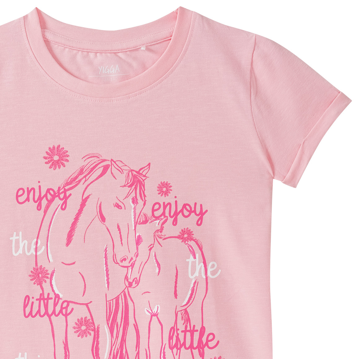 Yigga Mädchen T-Shirt mit Pferde-Print rosa