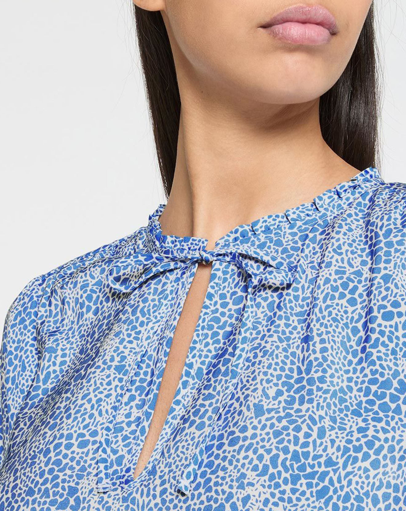 Scotch & Soda Robe courte à volants bleu/blanc