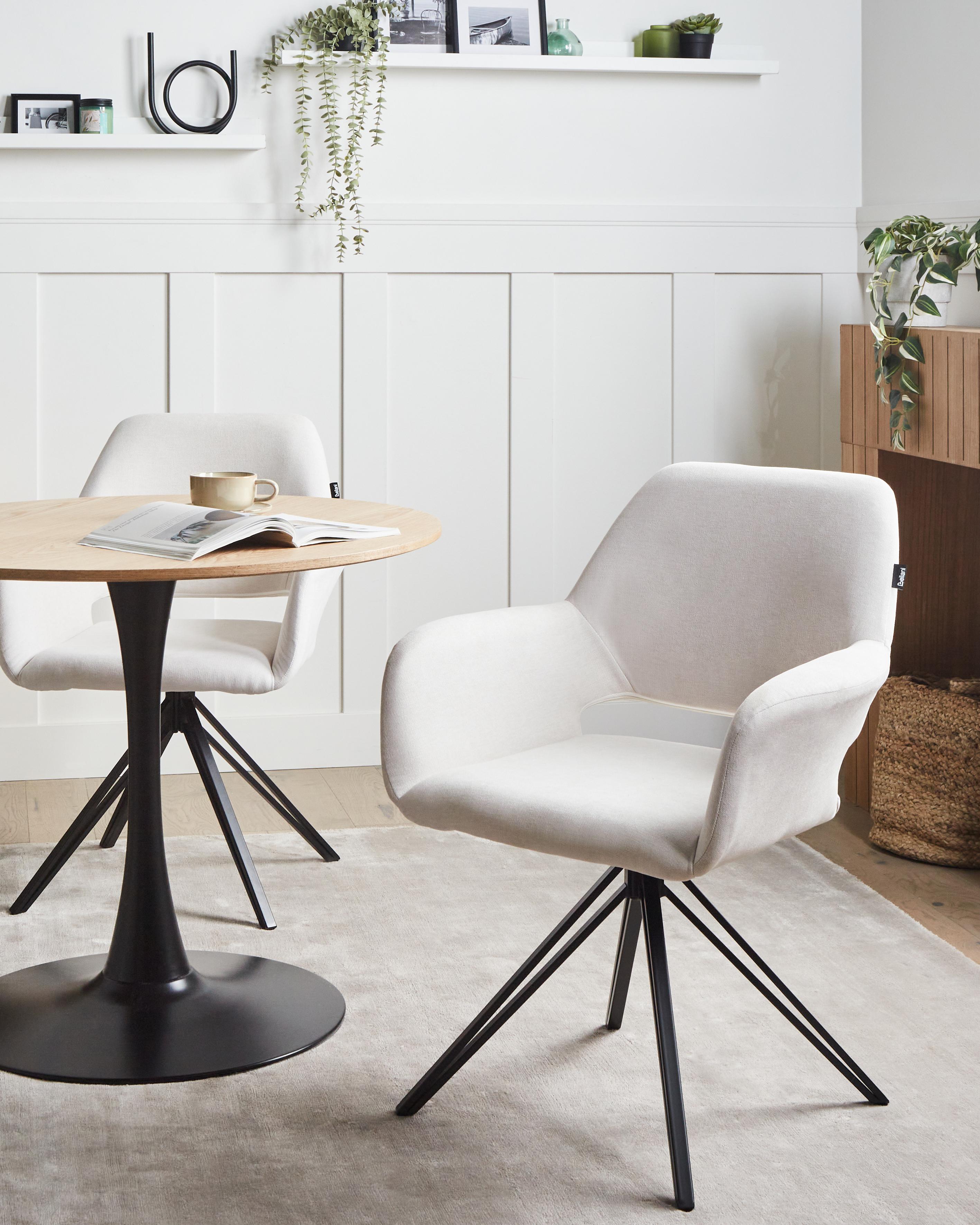 Set van 2 eetkamerstoelen CINEY Stof Gebroken wit