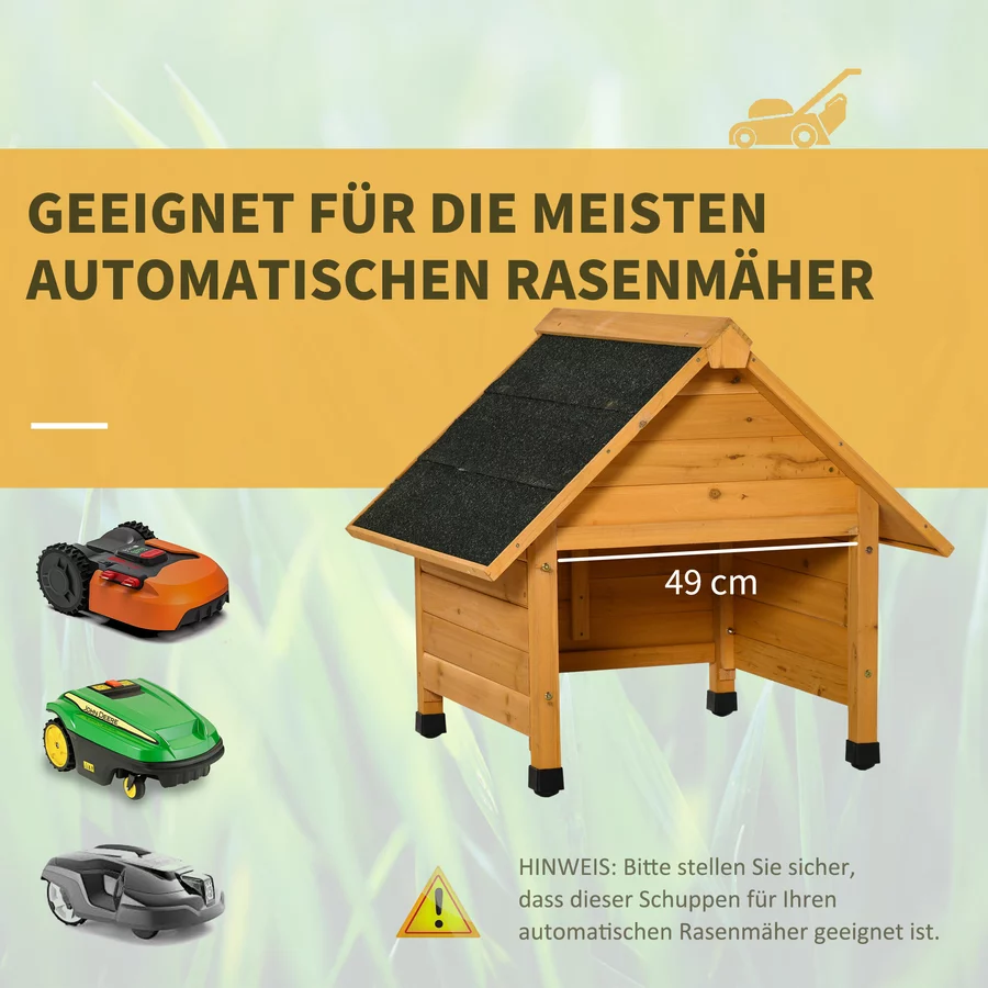 Outsunny Holzgarage für Mähroboter gelb