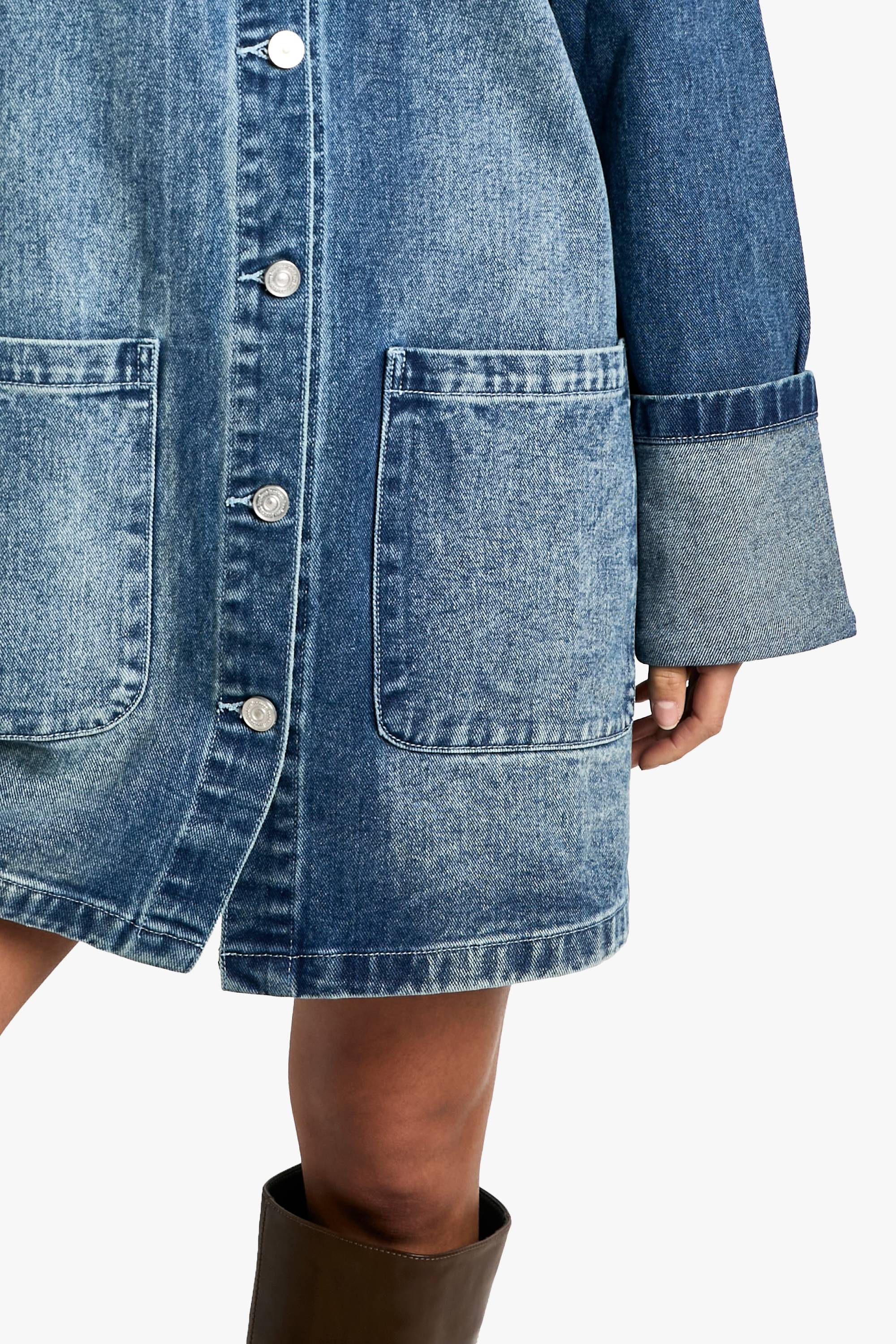 boohoo Petite Utility Turn Cuff Denim Oversized Shirt Dress