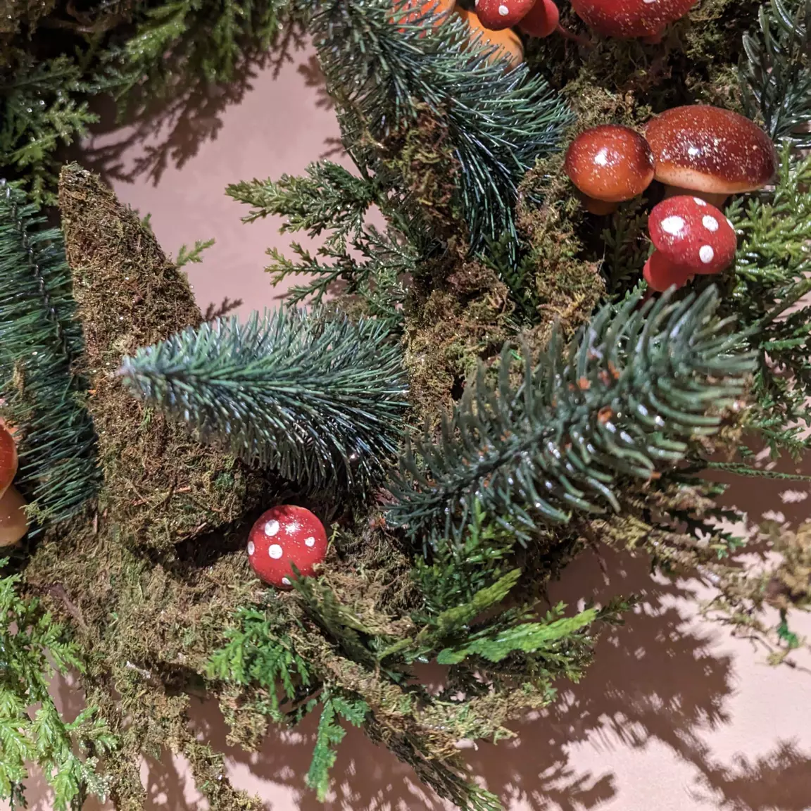 Couronne de Noël (D40 cm) Champignons en forêt
