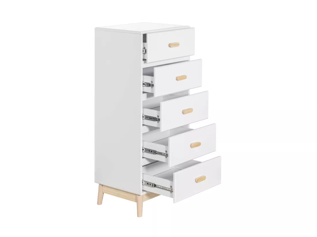 Commode Mobili Rebecca Myristica 115x50x40 MDF Pin Blanc Marron Scandinave À Monter