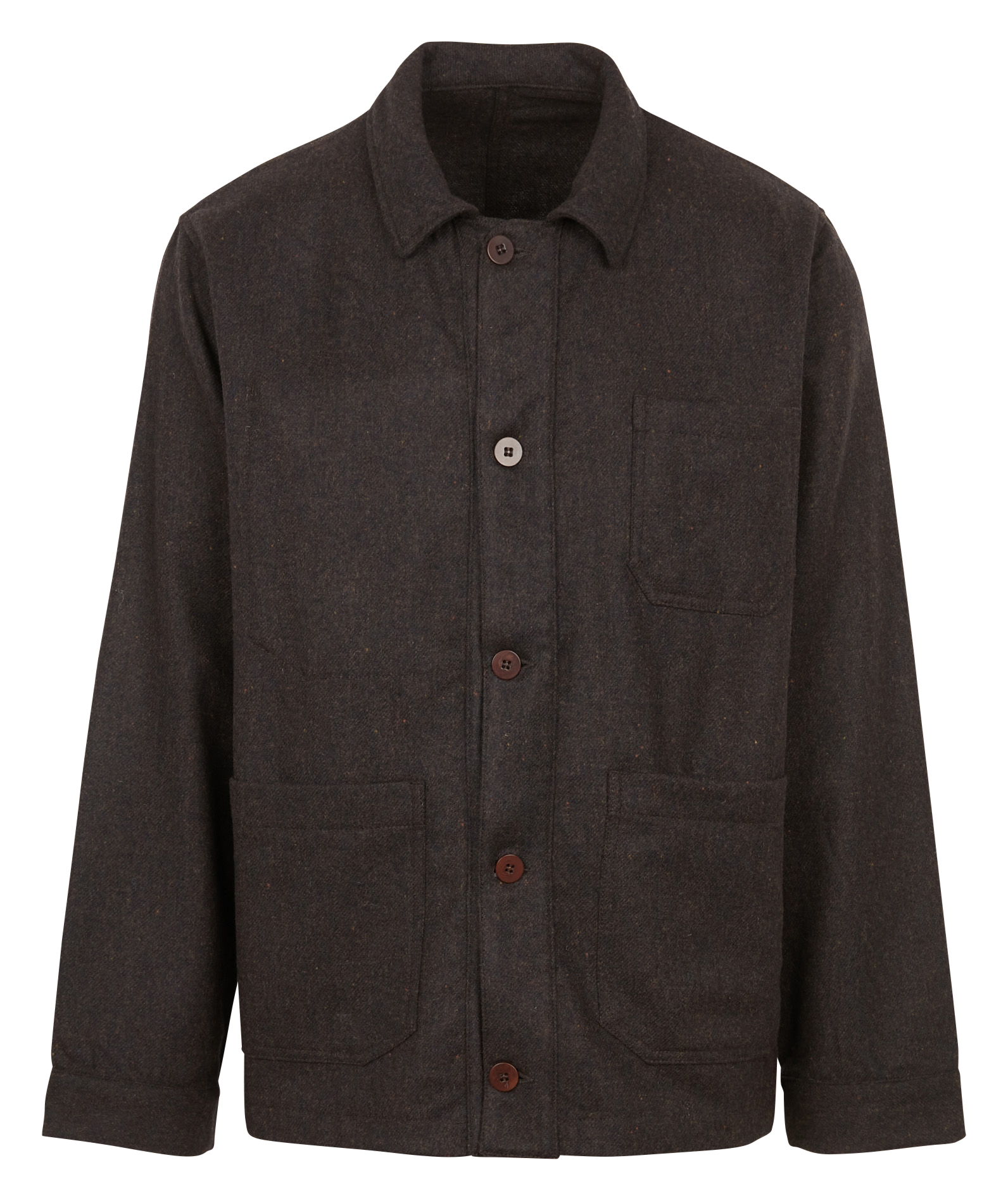 MARNO TERRA - Surchemise ample col classique en laine| Marron