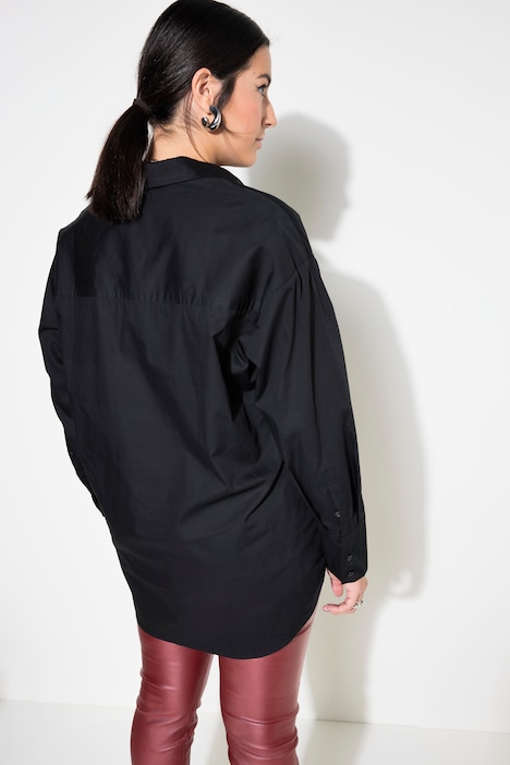 Hemdbluse, oversized, Ziernieten-Taschen