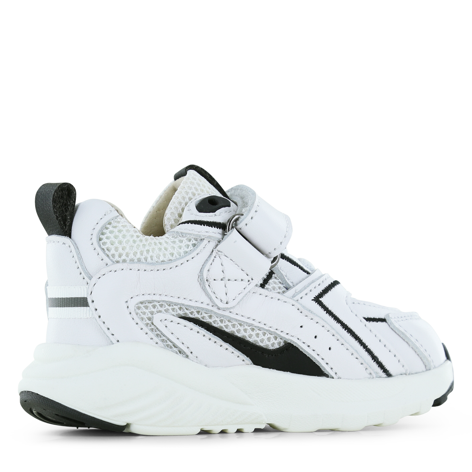 Shoesme zwart-wit sneakertje Mesh, Microfiber leer | Uni schoenen