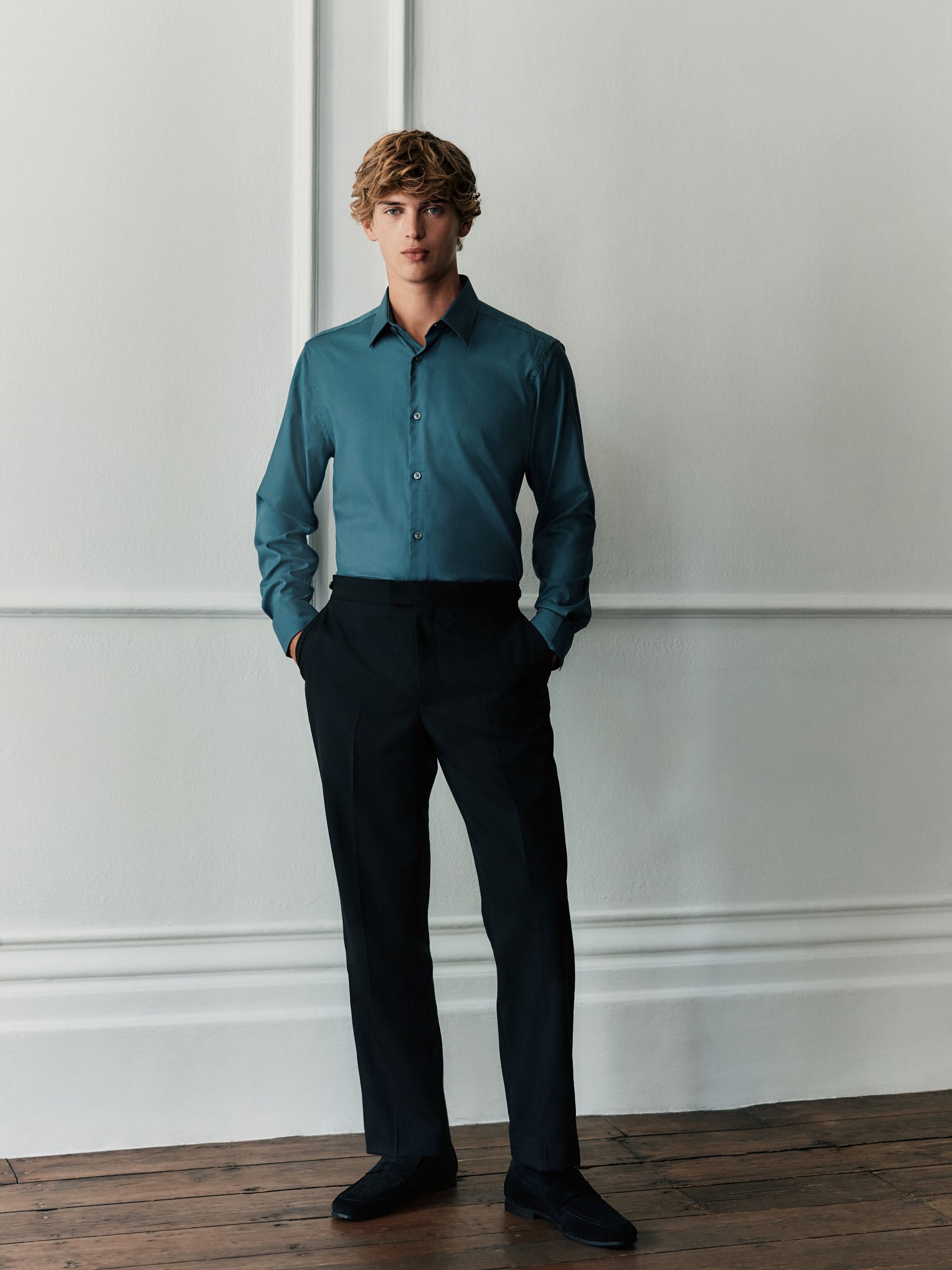 Zwart - Regular Fit Signature Marzotto Wool Tuxedo Trousers With Side Tape Detail