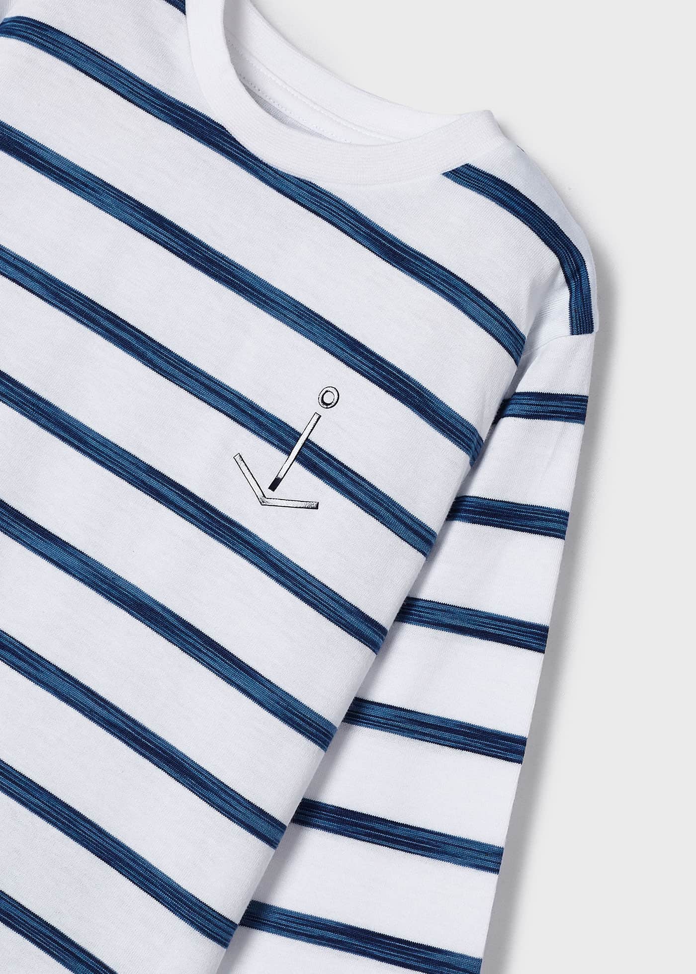 Camiseta listrada de manga comprida Better Cotton para meninos, azul marinho