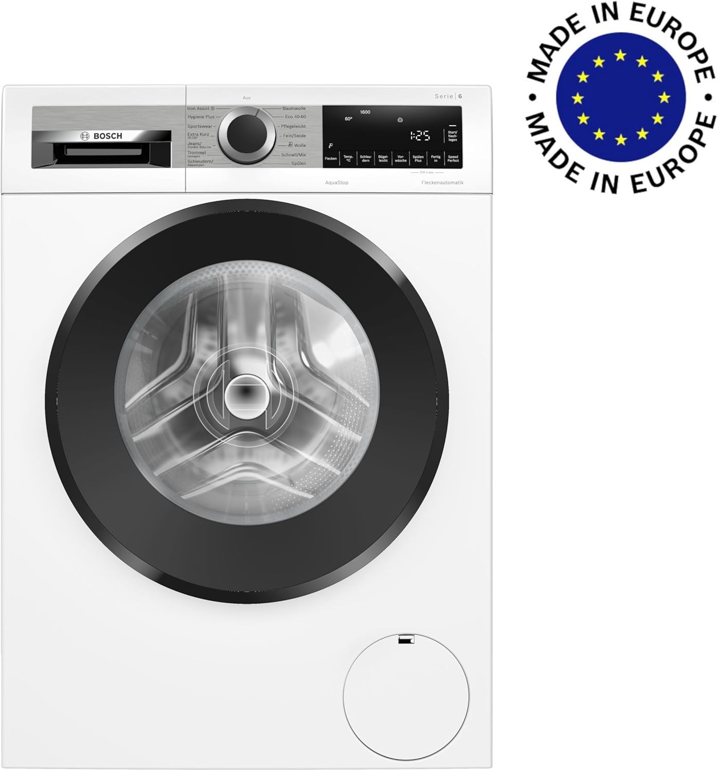 Bosch WGG256Z40, Serie 6, Waschmaschine 10 kg, 1600 UpM, Fleckenautomatik, Iron Assist, schneller Waschen mit Speed Perfect, Nachlegefunktion, Touch Control Bedienung, Hygienische Wäsche, AquaStop