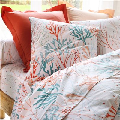Linge de lit percale motif coraux