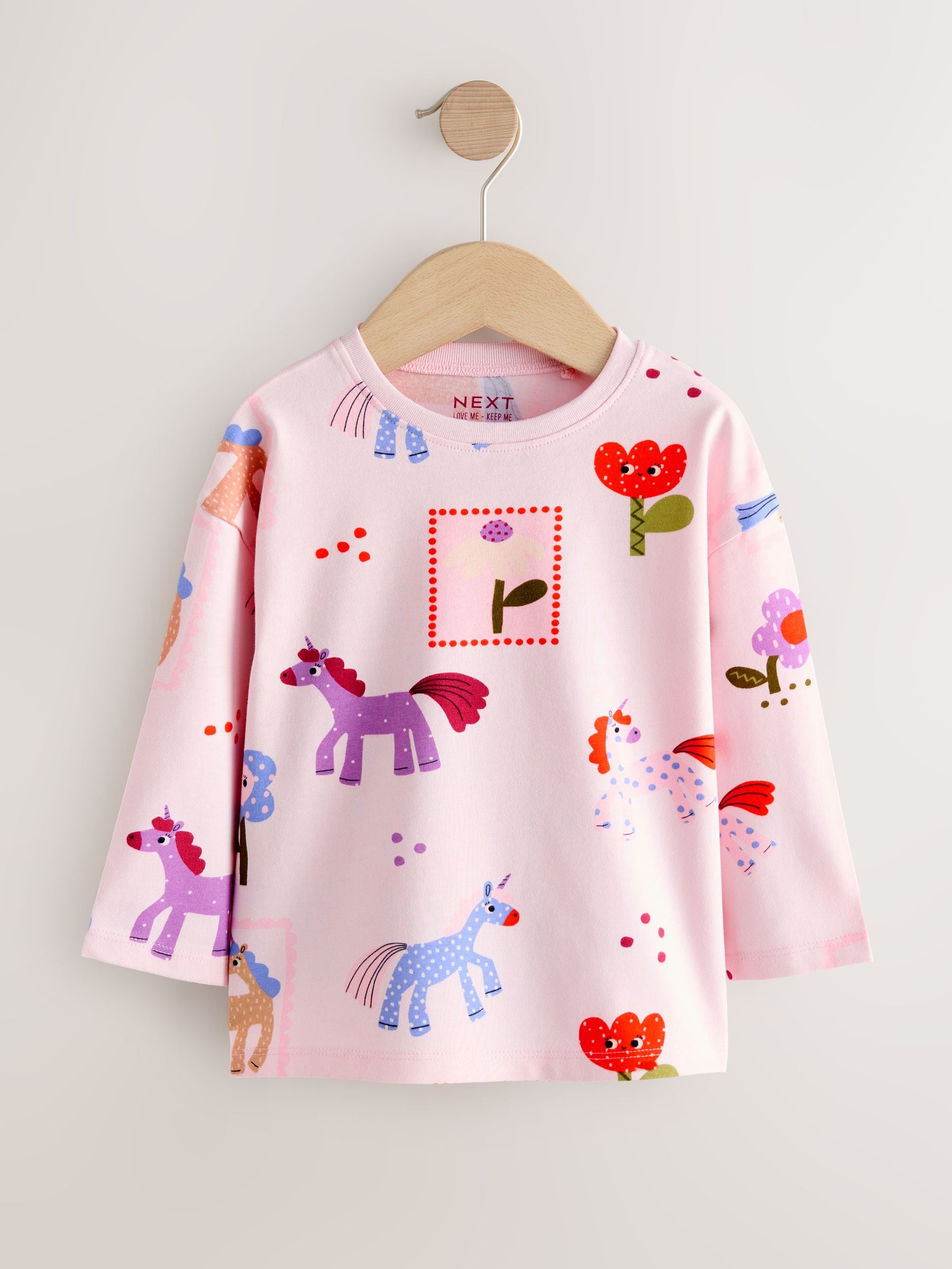 Eenhoornprint - Character tops met lange mouwen verpakking van 3 (3mnd -7jr)