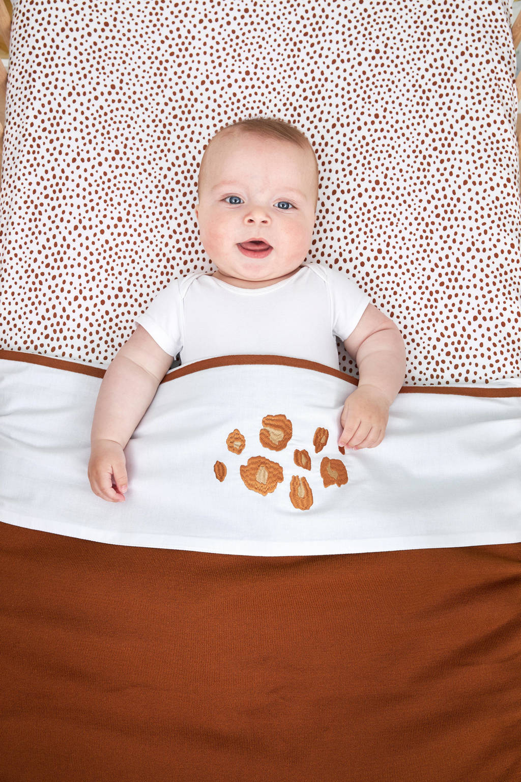 katoenen jersey hoeslaken wieg 40x80/90 Cheetah camel