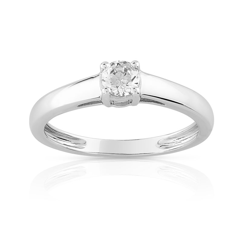 Solitaire or 750 blanc diamant 0,3 carat