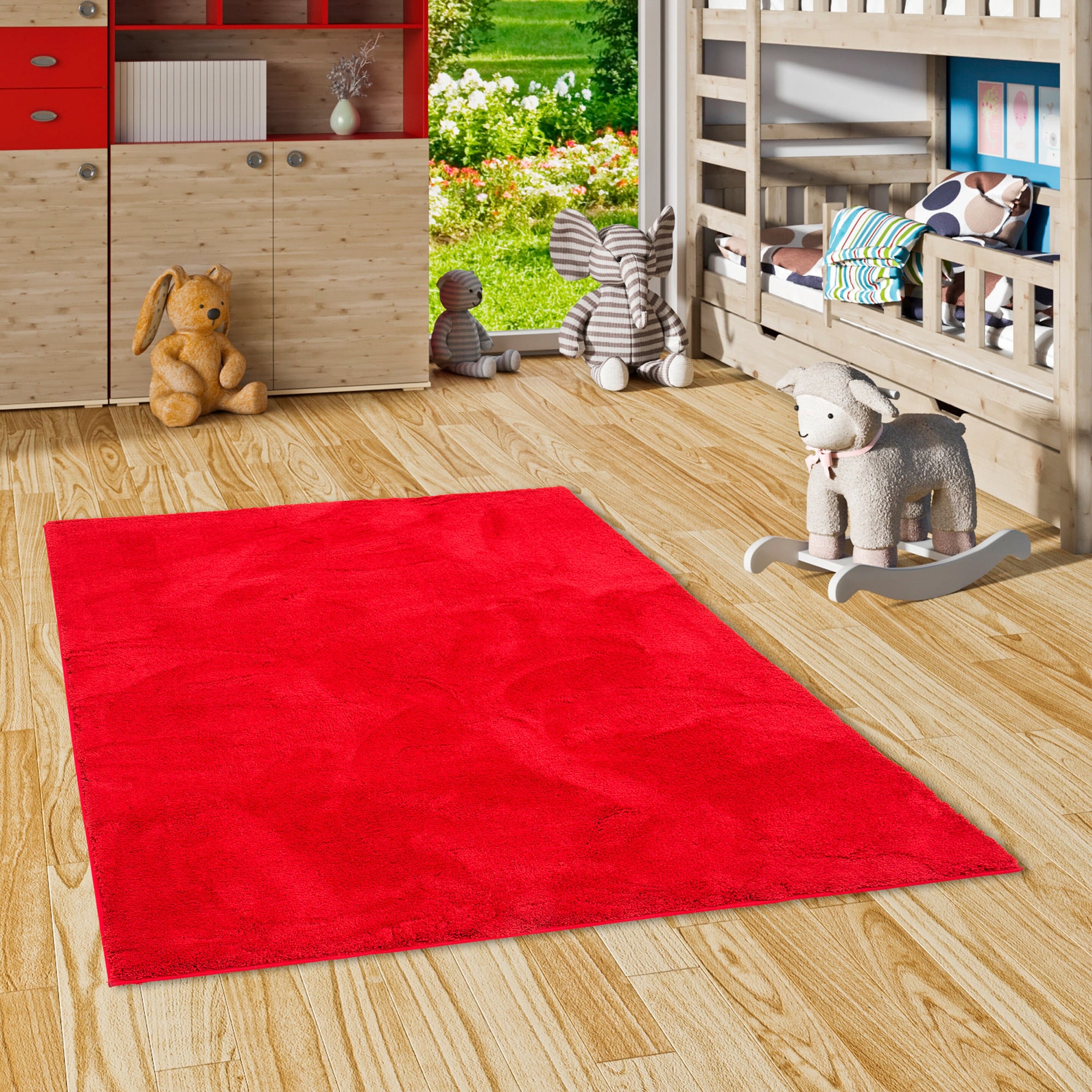 Pergamon Kinderteppich Super Soft Hochflor Silky Kids Rot