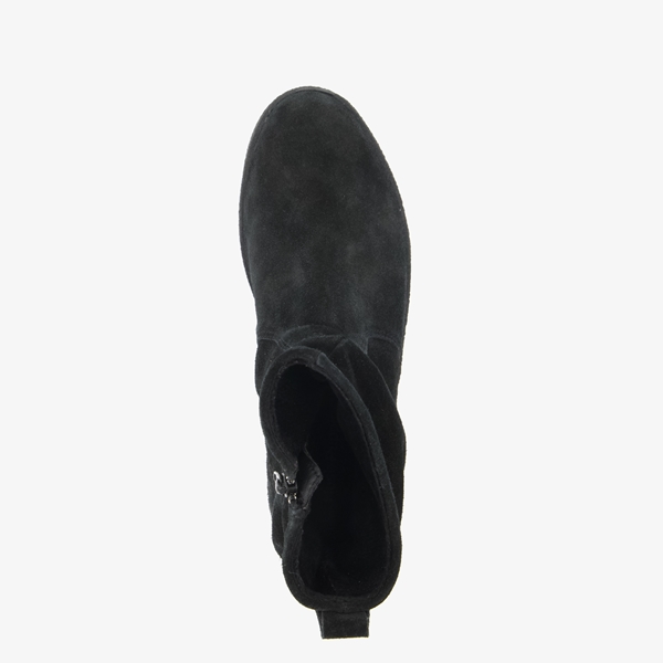 Hush Puppies gevoerde suede enkellaarsjes zwart