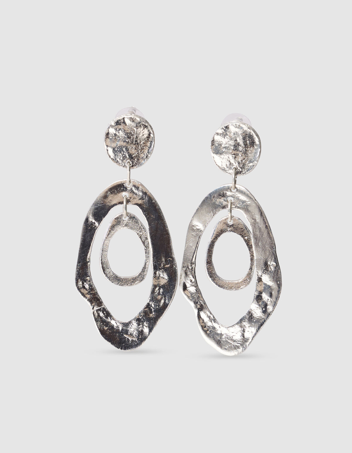 Hammerd Oval Oorbellen Zilver