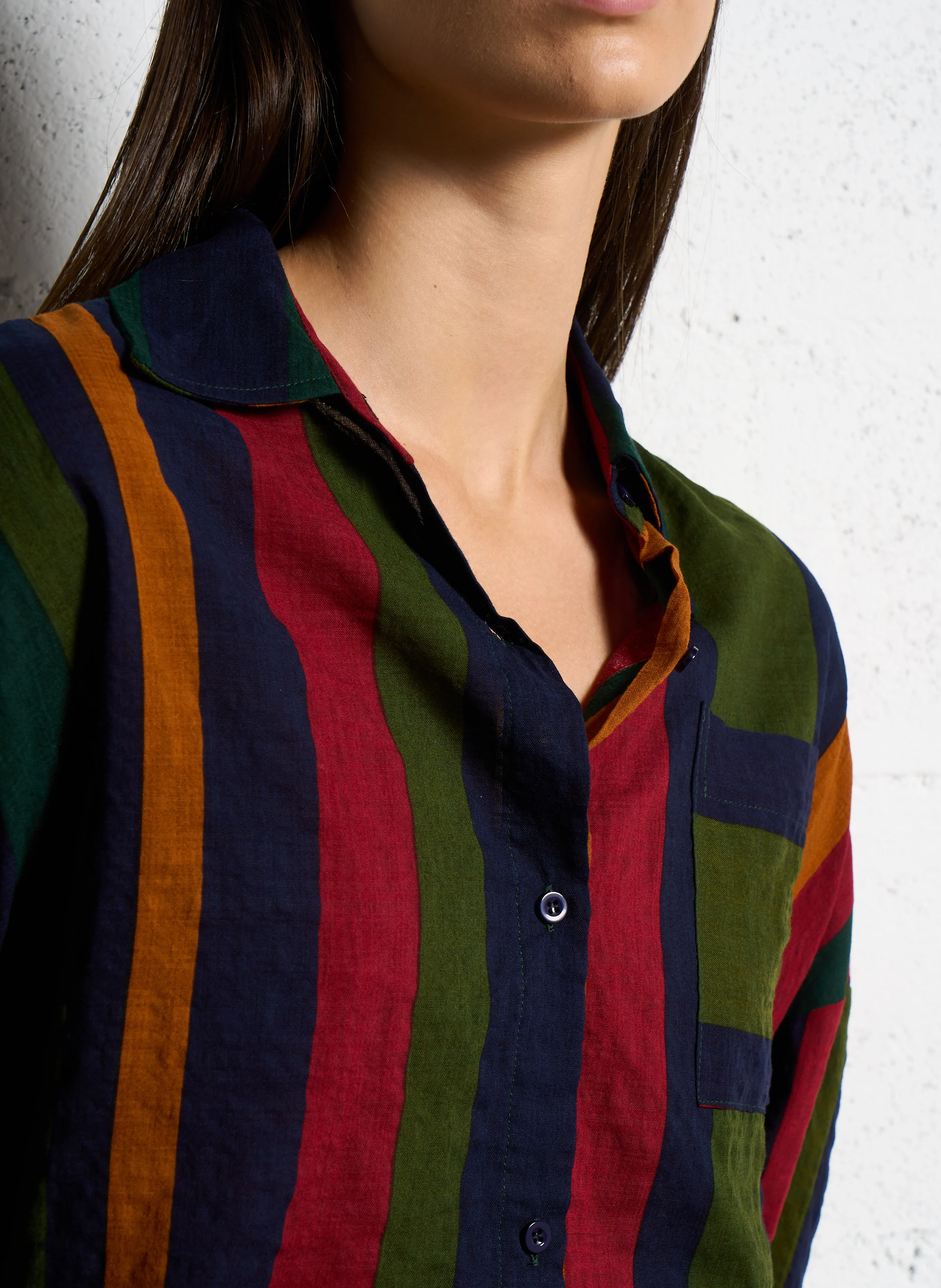 Chemise ample col classique| Multicolore