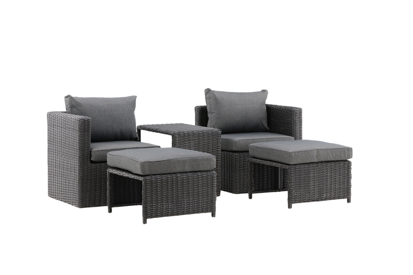 FjÃ´rd - Loungeset Zwart - Wicker - Quad