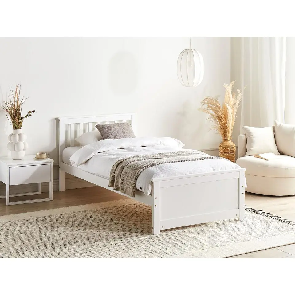 OLENDON - Eenpersoonsbed - Wit - 90 x 200 cm - Dennenhout