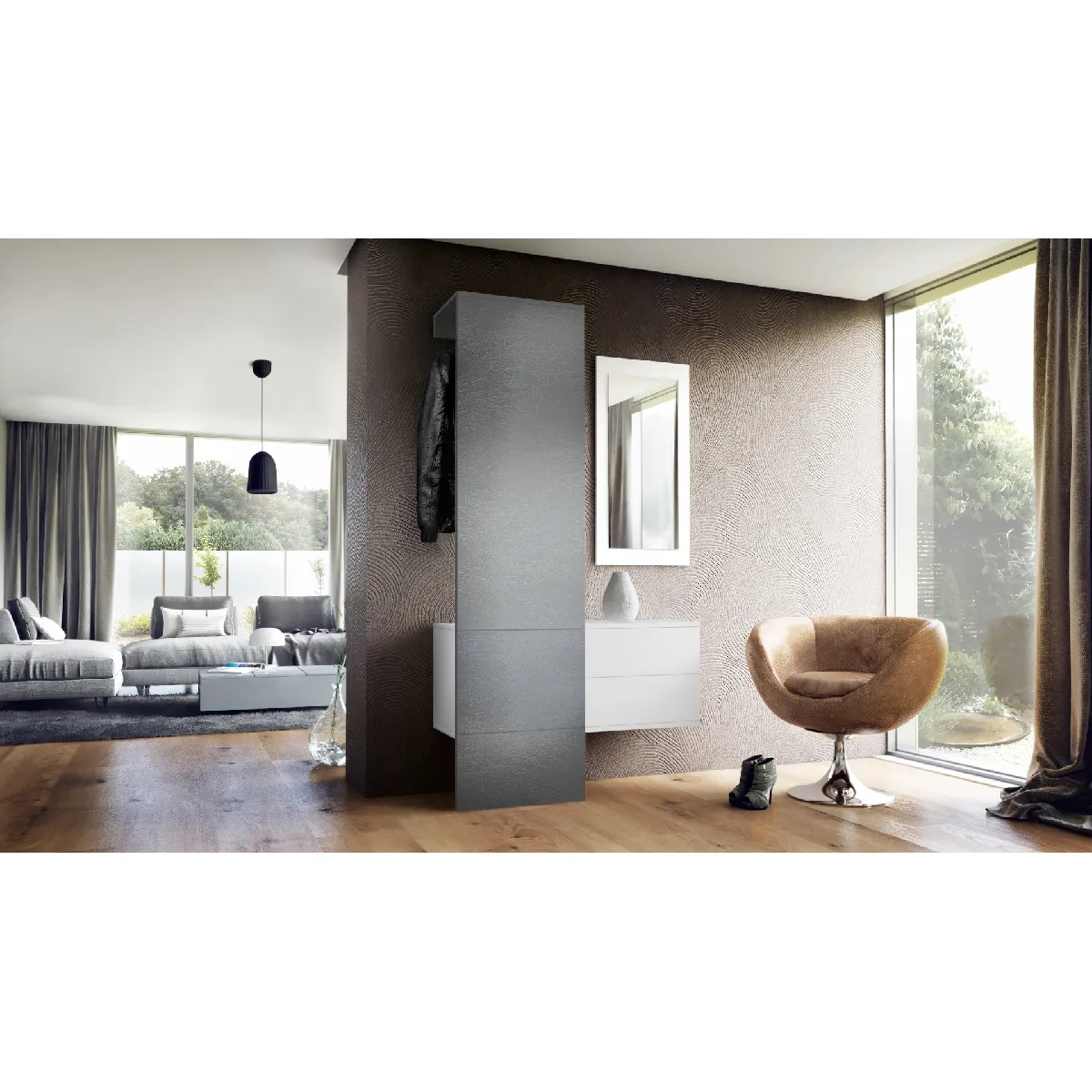 MPC Vestiaire Blanc Mat et Métal Rêche