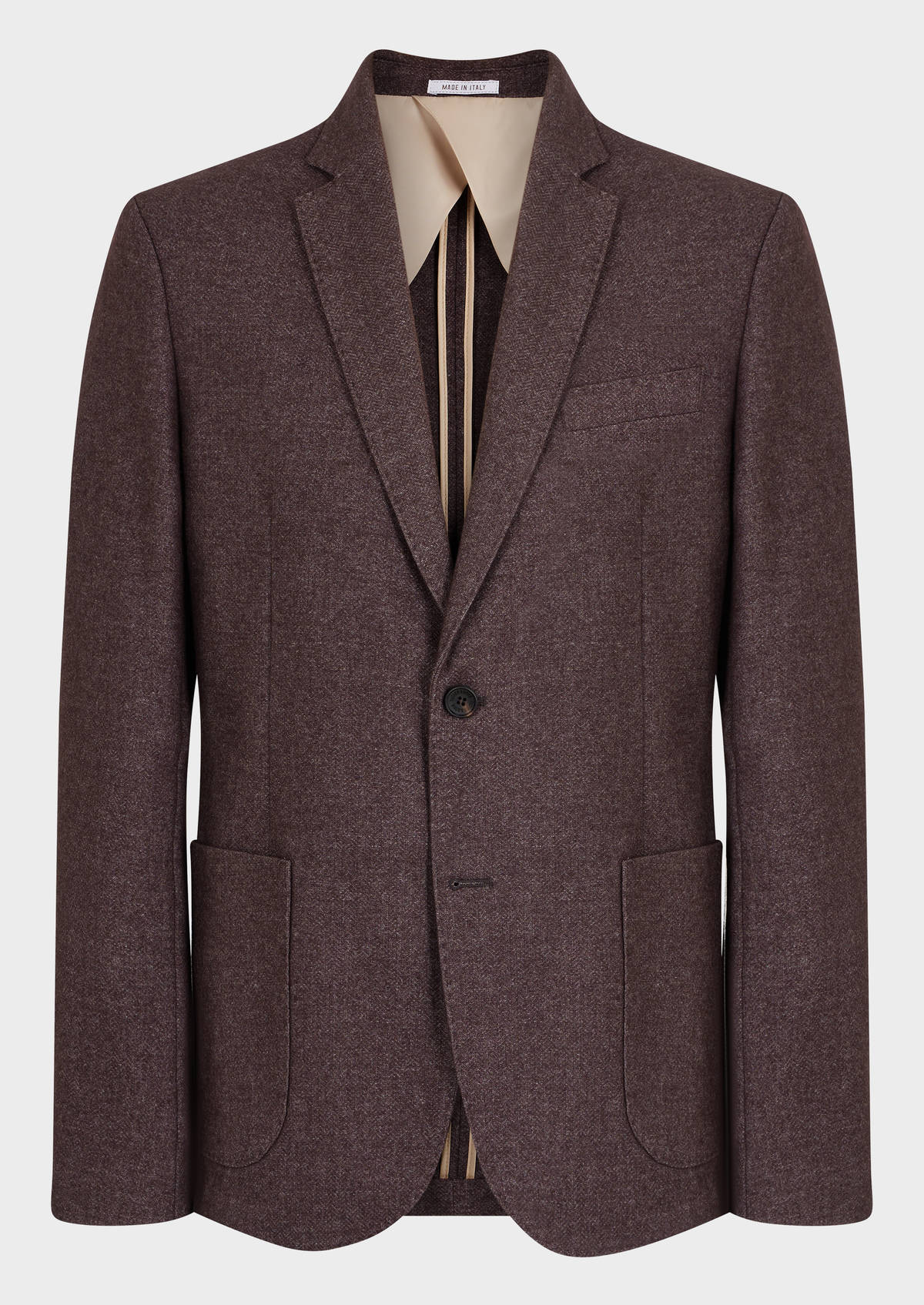 Veste casual Regular en laine mélangée unie bordeaux