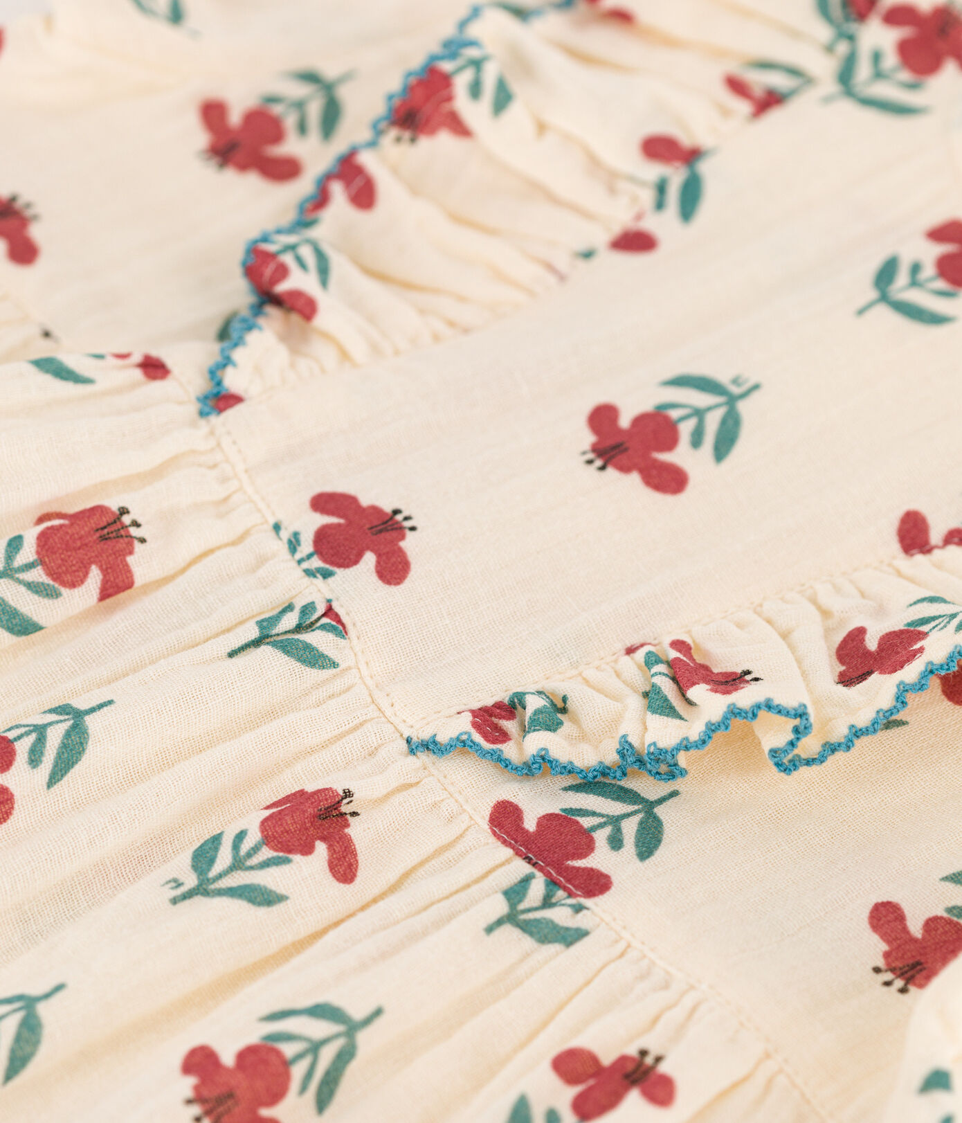 Robe manches courtes bébé en gaze de coton imprimée