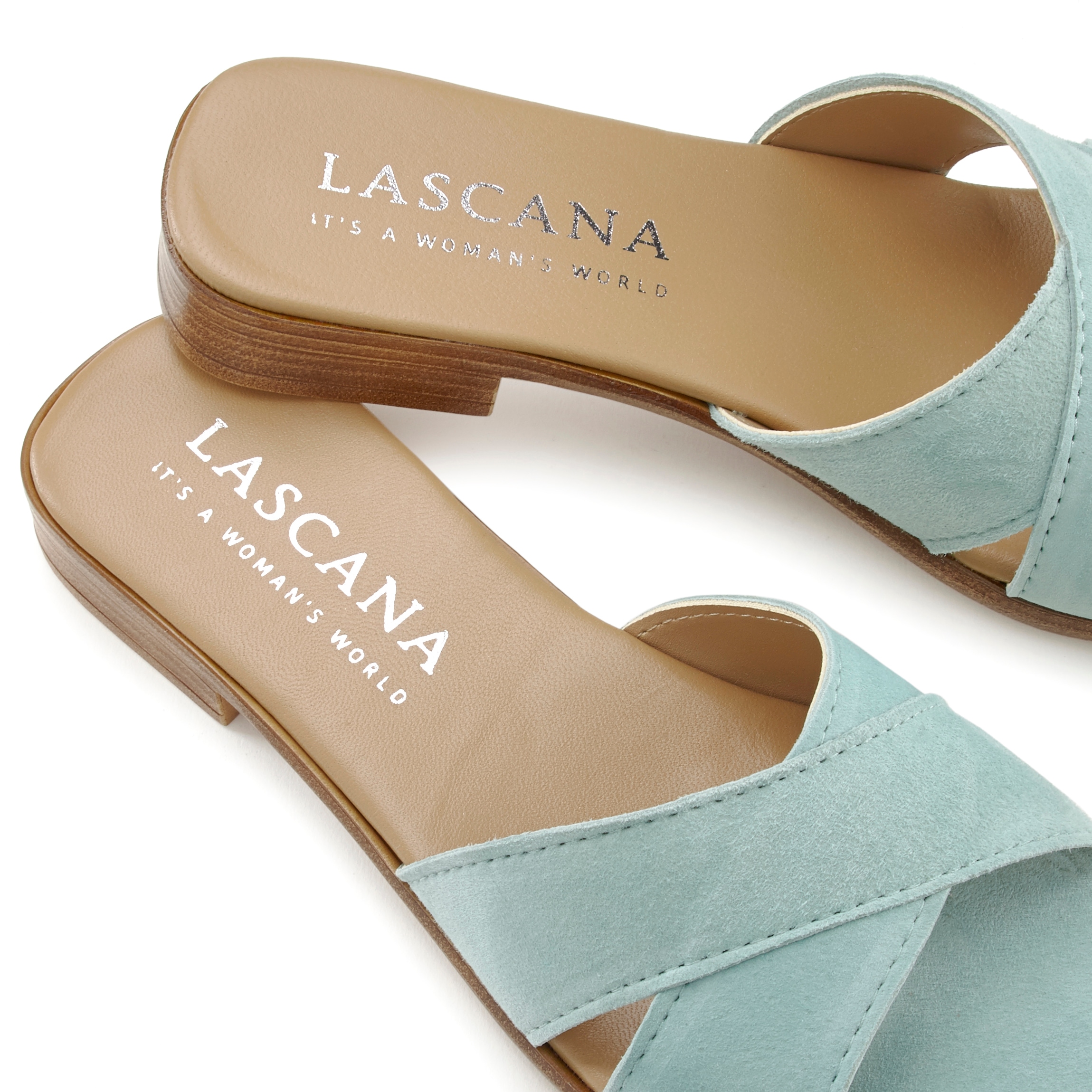 LASCANA Pantolette  Mule, Sandale, offener Schuh aus Leder mit weichen Kreuzbändern