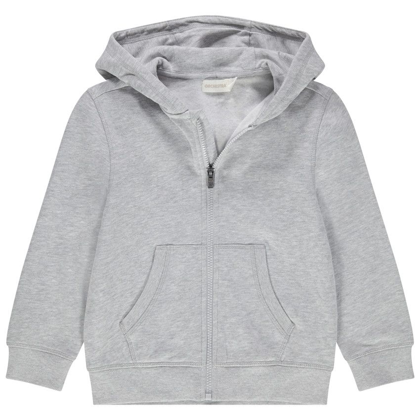 Gilet à capuche en molleton et poche kangourou - Gris chiné