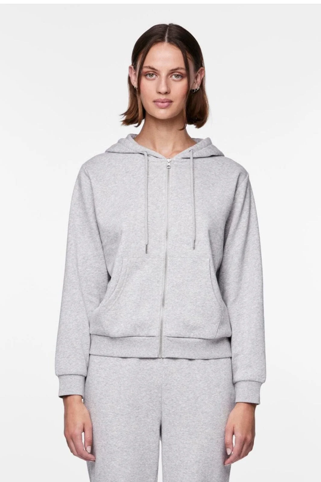 Pieces Pcchilli Ls Zip Hoodie 4265112 light grey melange