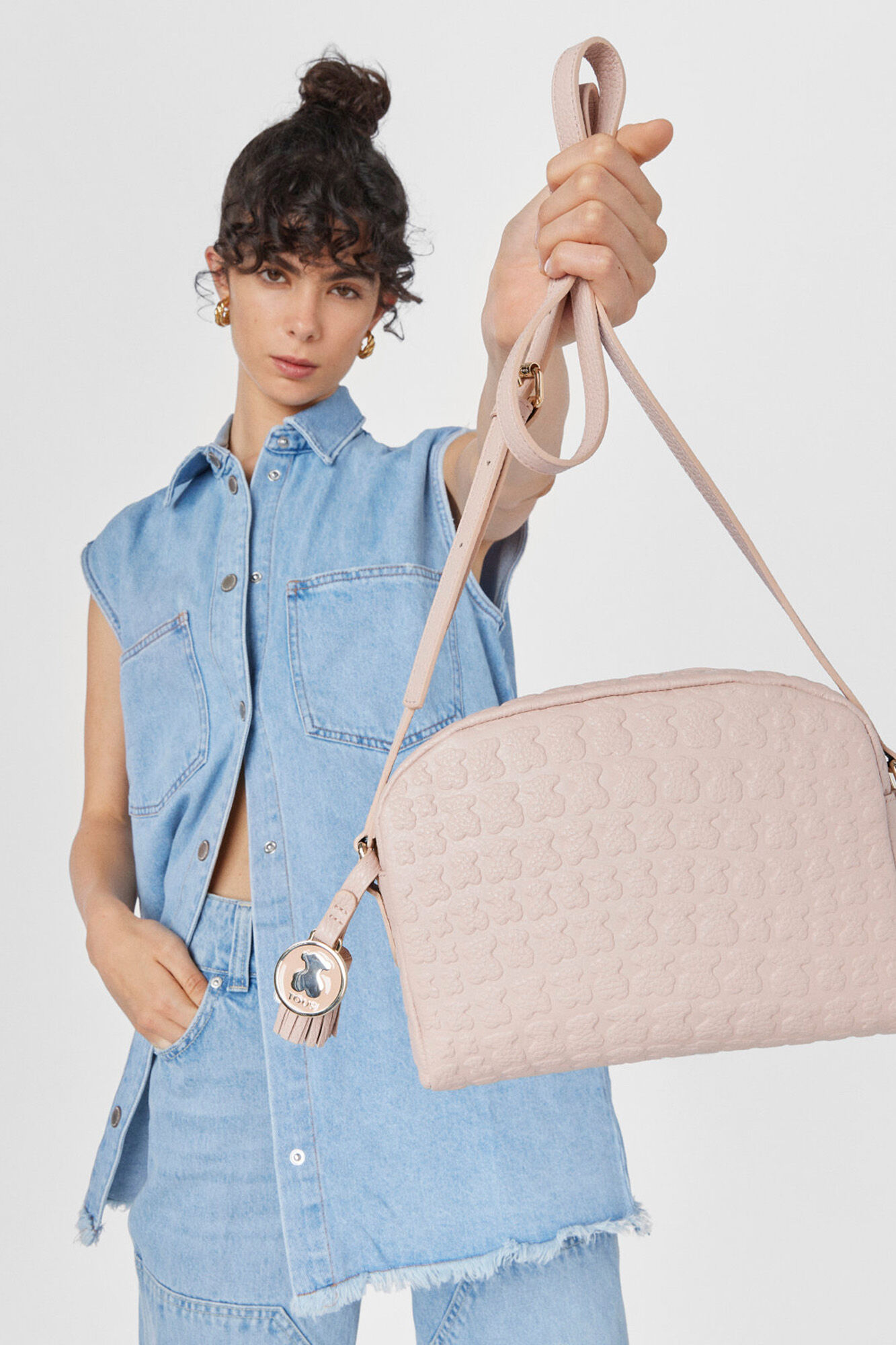 Bolsa de ombro Sherton em couro rosa - Rosa
