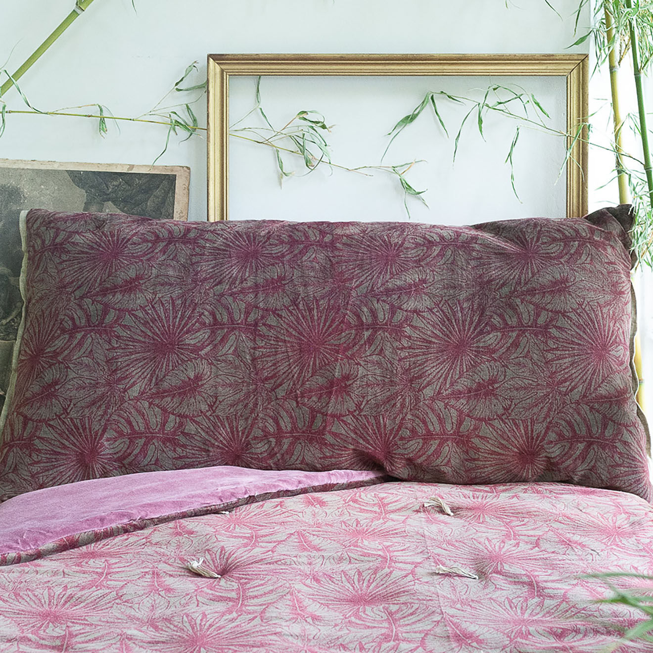 En Fil d'Indienne Housse de coussin Goa rubis - 50x100 cm