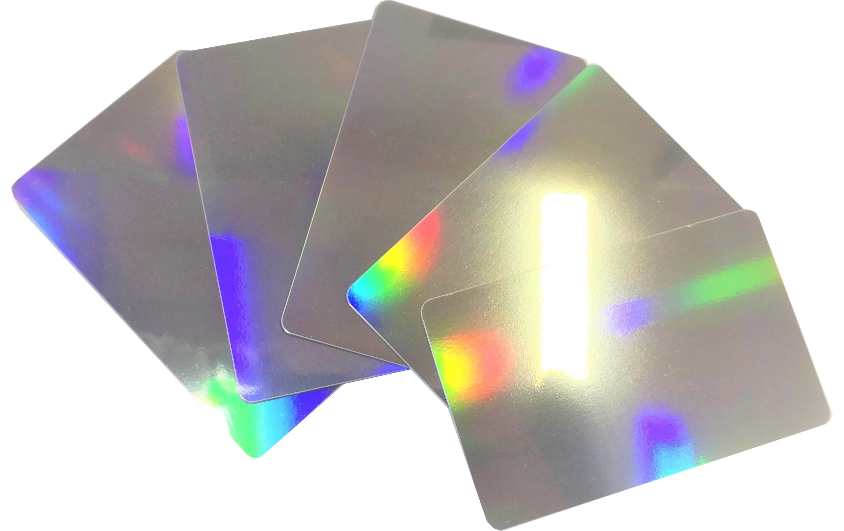 Karte(n) 86 x 54 x 0.76 mm, Regenbogenfolie<br>PVC-Karten