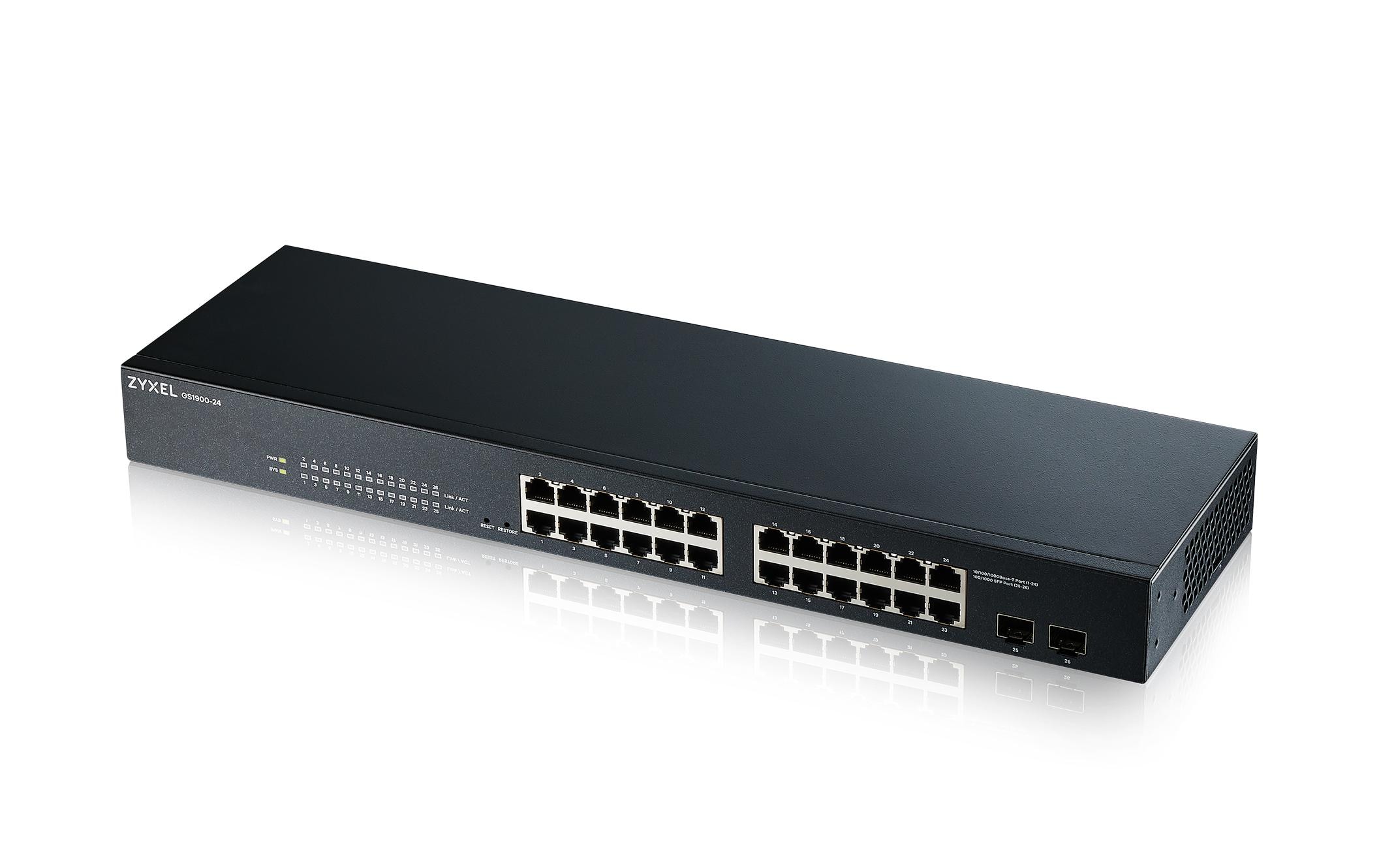 Switch GS1900-24 v2 26 Port<br>Web-managed Switch mit 24 Gigabit-Ports