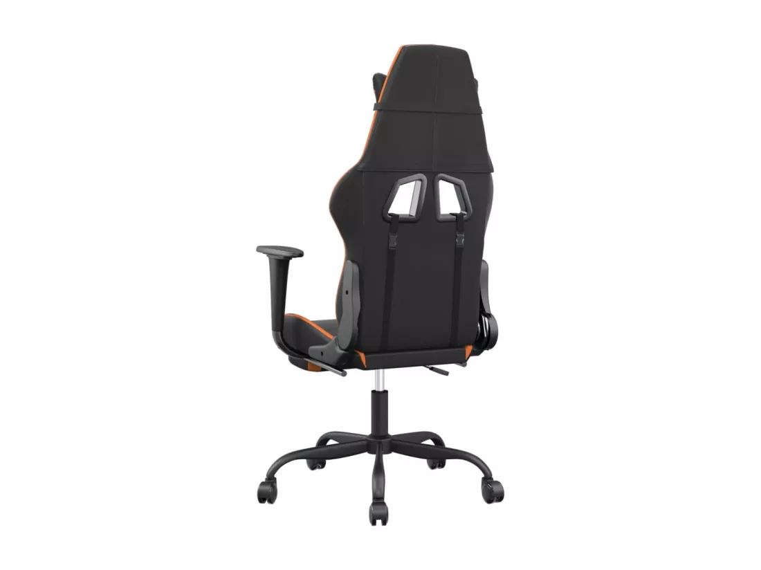 Chaise de jeu de massage et repose-pied Noir&Orange Similicuir