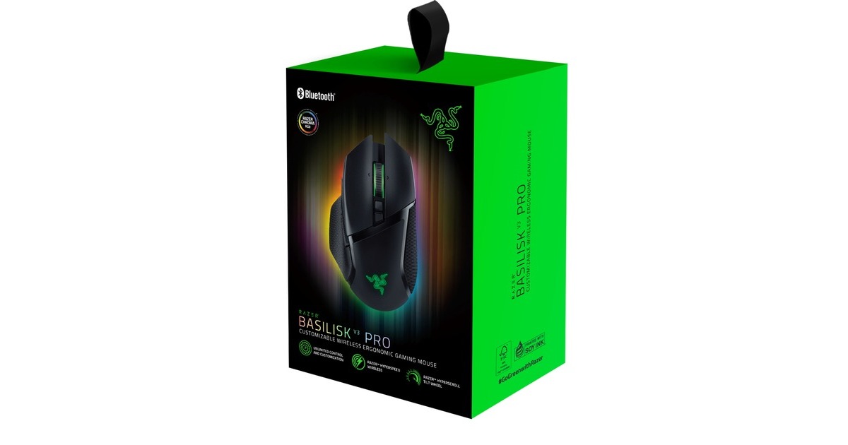 RazerBasilisk V3 Pro gaming muis  (Zwart, USB / Bluetooth / Razer HyperSpeed Wireless, 30.000 DPI, Razer Chroma RGB)