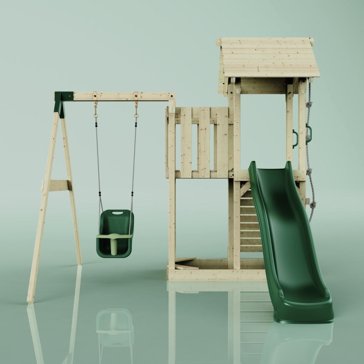 PolarPlay Bergen houten speeltoren in de kleur groen