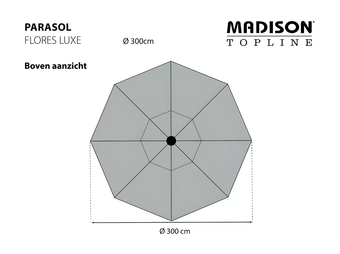 Parasol Flores Luxe 300 cm Rond Écru