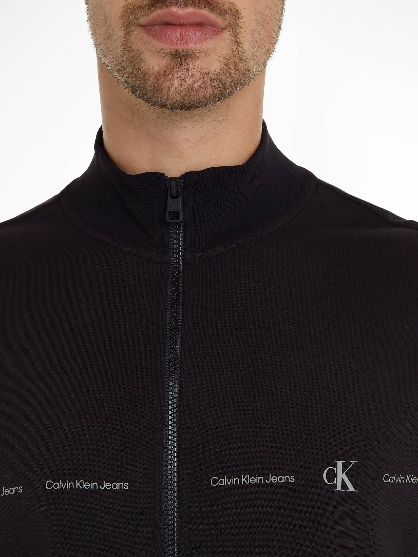 CALVIN KLEIN JEANS| Herren Sweatjacke LOGO REPEAT ZIP THROUGH