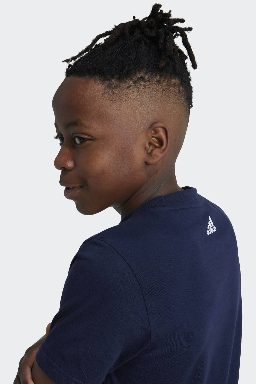 adidas T-shirt met logo donkerblauw/kobaltblauw/wit