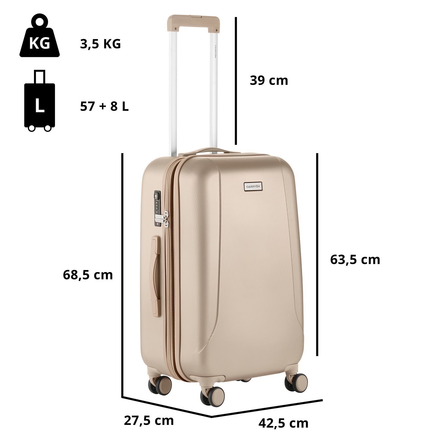 CarryOn Skyhopper 4 Wiel Trolley 68 Expandable champagne