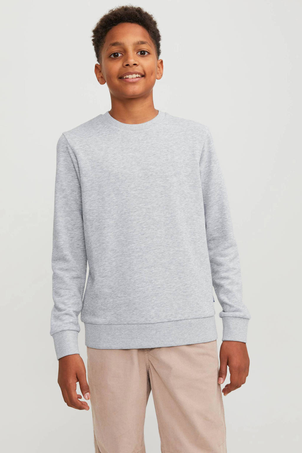 JACK & JONES sweater JJEBRADLEY grijs melange