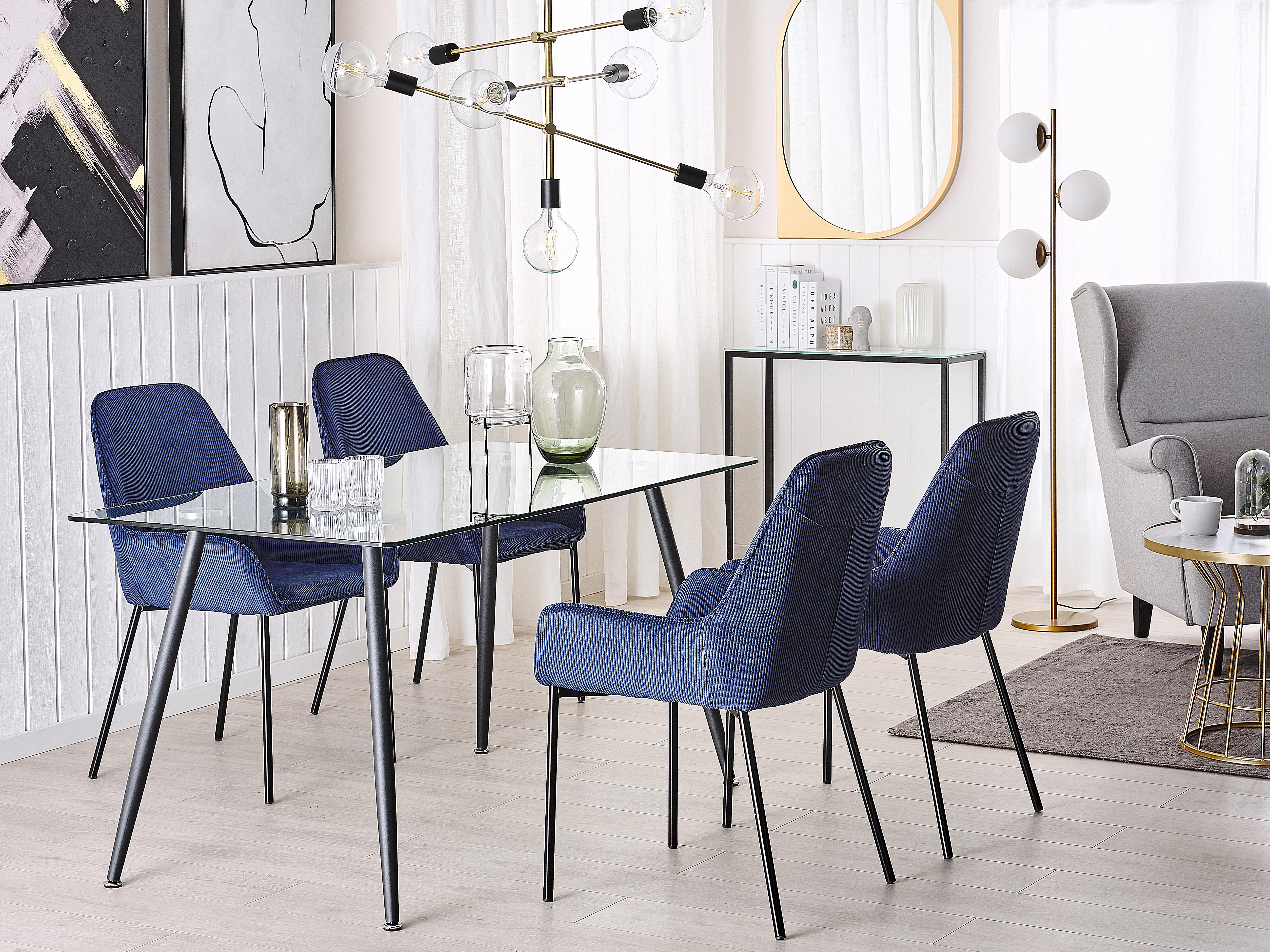 Eettafel MIDLAND Zwart 80 cm Veiligheidsglas 140 cm