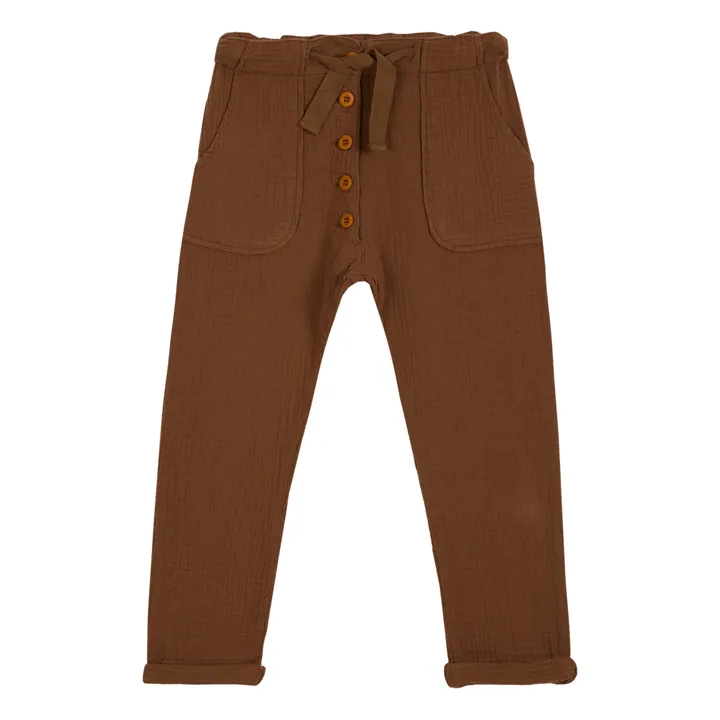 Emile et Ida Pantalon Gaze de Coton | Chocolat