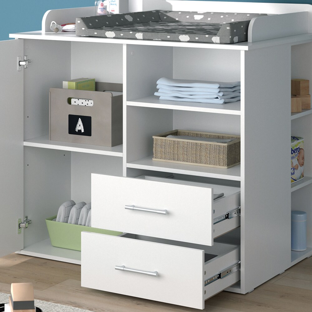 Vicco Wickelkommode Wickeltisch Wickelschrank Lea Weiß Wickelaufsatz Schublade