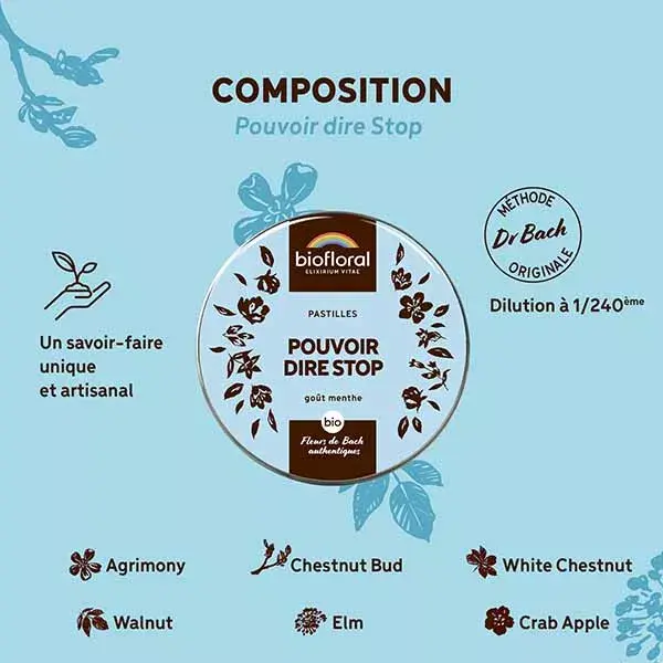 Pastilhas Biofloral Power to Say Stop Orgânicas para Emoções 50g